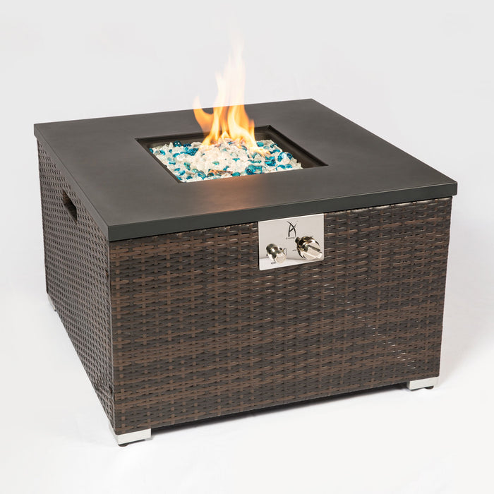 Outdoor Rectangle Fire Pit Table And Propane Tank Cover