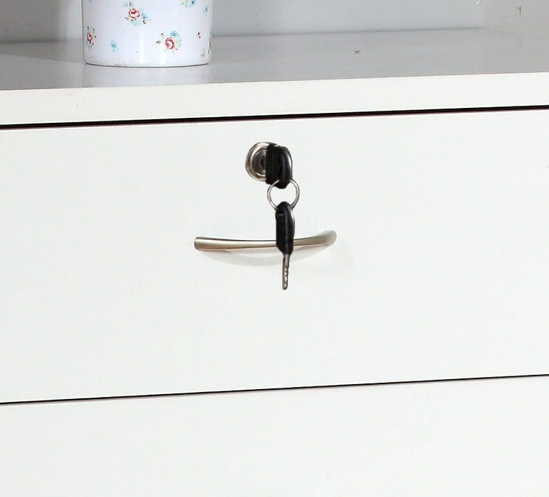 5 Drawer Chest Metal Handles Locking Top Drawer Metal Glide Rails Melamine Laminate