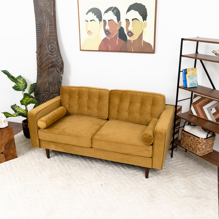 Casey - Velvet Loveseat - Yellow