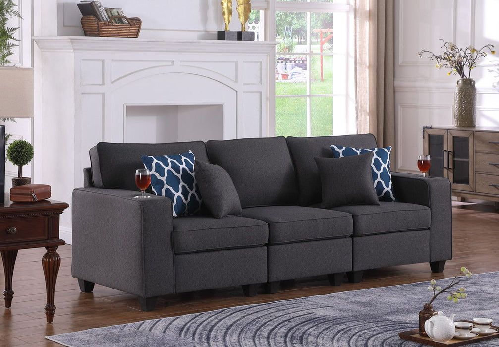 Cooper - Linen Sofa With Cupholder