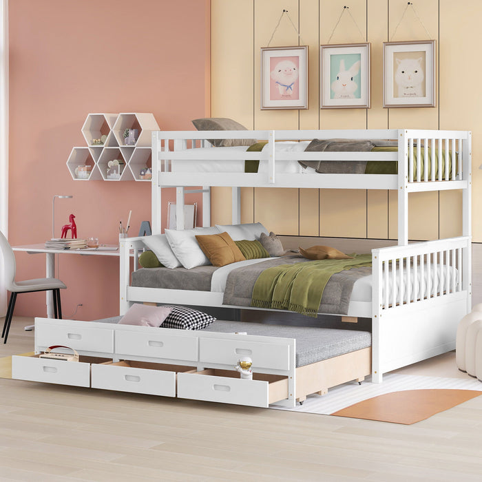 Kids Furniture - Bunk Bed With Trundle, Separable Bunk Bed With Drawers For Bedroom