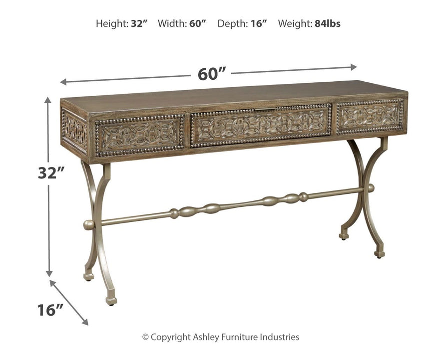 Quinnland - Antique Black - Mesa consola para sofá