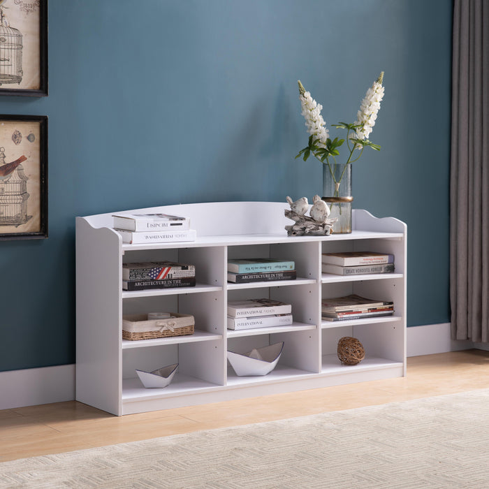 Entryway Shoe Storage Bench, Nine Storage Shelves, Entryway Organizer