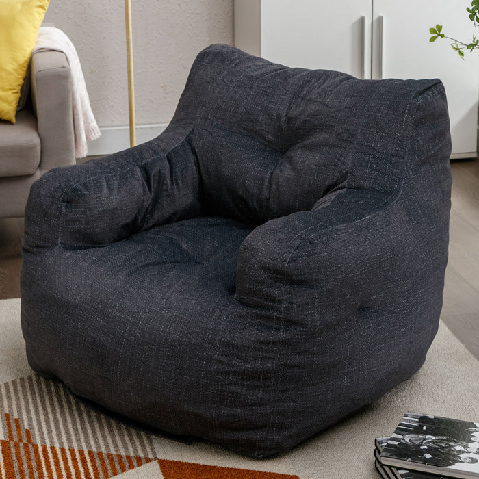 Soft Teddy Fabric Tufted Foam Bean Bag Chair With Teddy Fabric