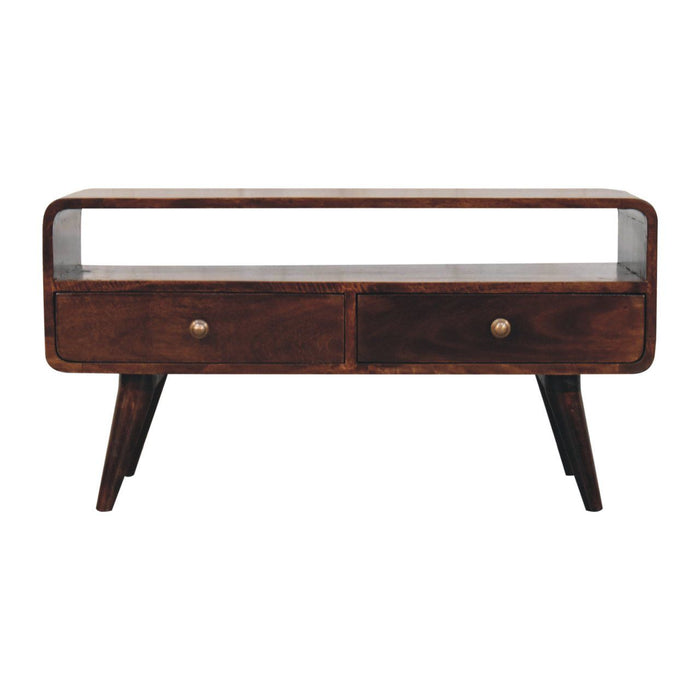 Solid Wood Curved Media Unit