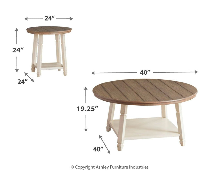 Bolanbrook - Branco / Marrom / Bege - Conjunto de Mesa Ocasional (Conjunto de 3)