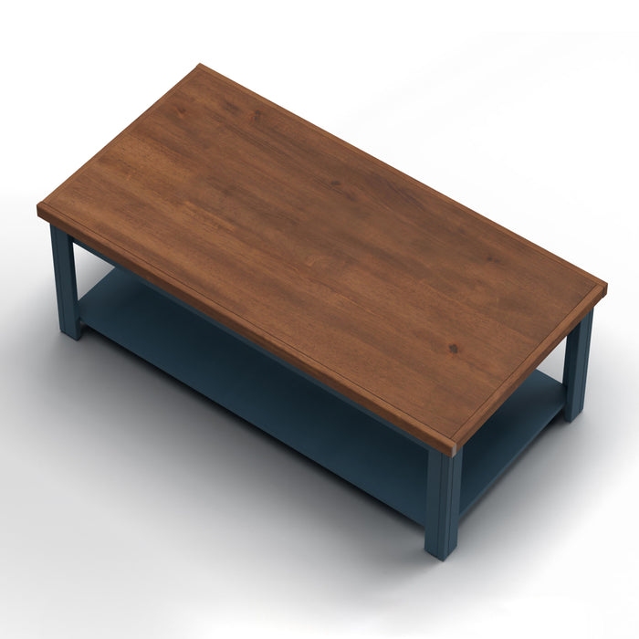 Bridgevine Home - Nantucket 48" Chairside Table - Blue Denim and Whiskey Finish