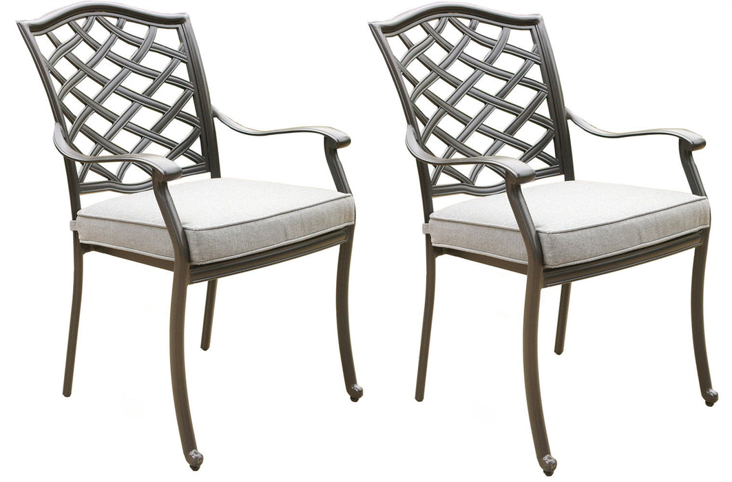 Outdoor Patio Aluminum Dining Arm Chair With Cushion (Set of 2) - Cast Slate