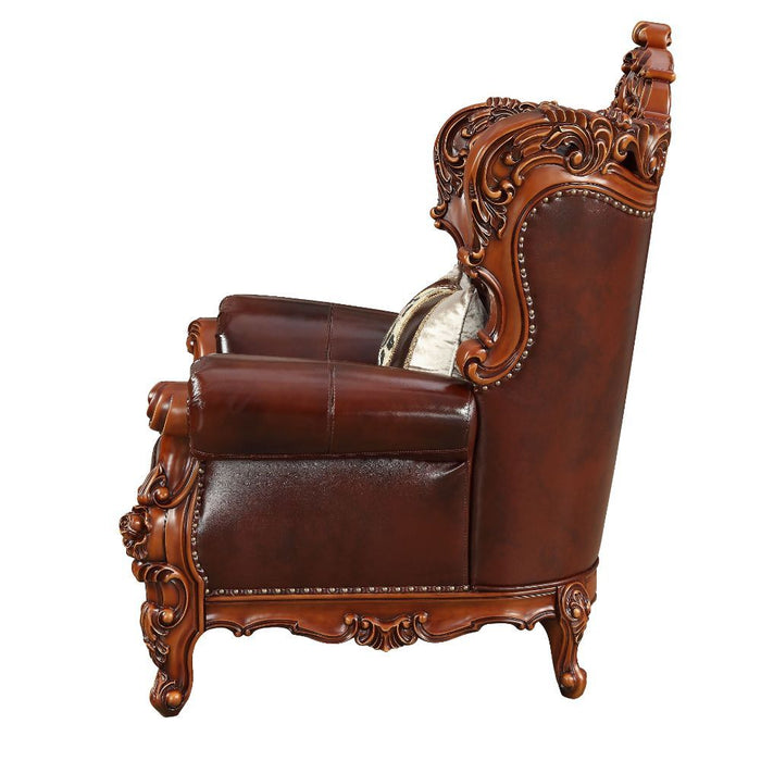 Eustoma - Chair - Cherry Top Grain Leather Match & Walnut