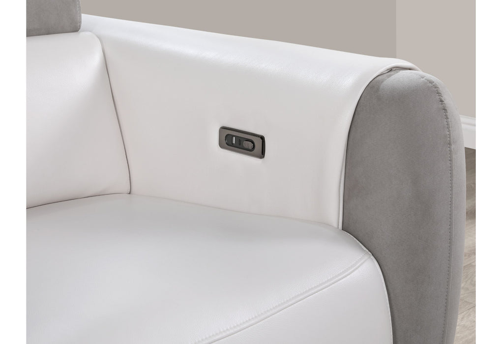 U8520 - Power Console Reclining Loveseat - Blanche White / Gray