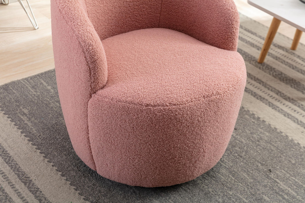 Teddy Fabric Swivel Accent Armchair Barrel Chair With Powder Coating Metal Ring