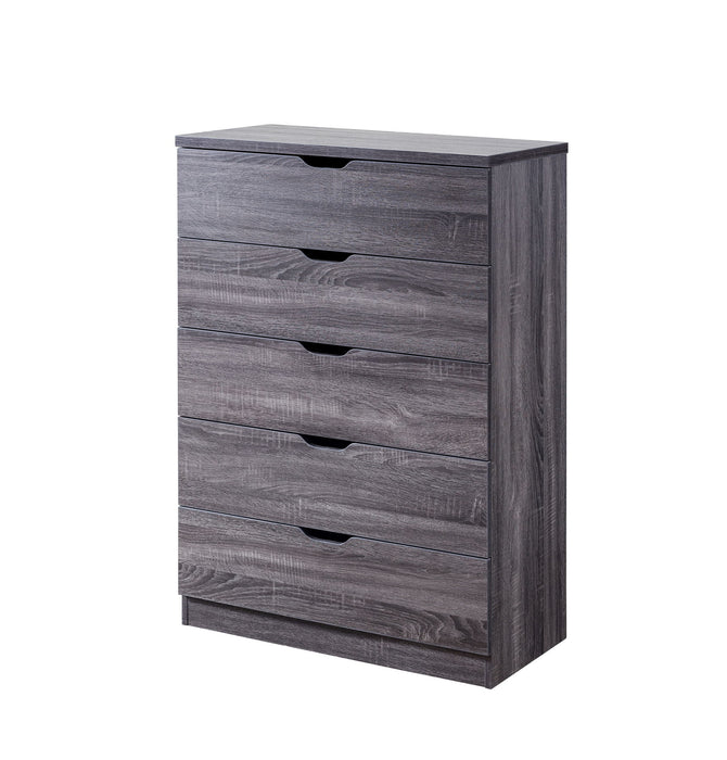 Modern Five Drawer Clothes And Storage Chest Cabinet With Cutout Handles