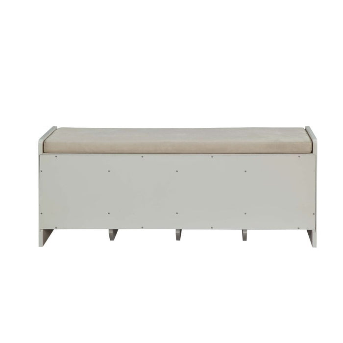 Berci - Bench - Beige Fabric & White