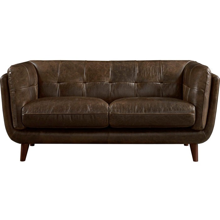 Solana - Waxy Pull Up Leather Loveseat - Dark Brown