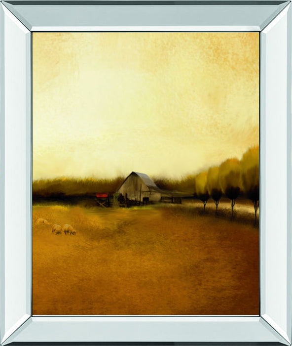 Rural Landscape I By Venter, T - Mirror Framed Print Wall Art - Light Brown