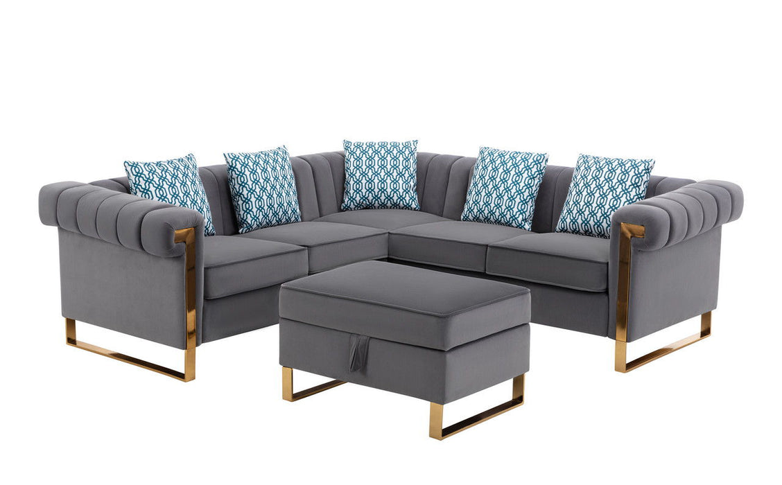 Maddie - Velvet Sectional Sofa