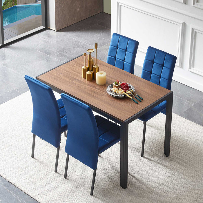 5 Piece Dining Set Including Velvet High Back Nordic Dining Chair & Creative Design Dining Table