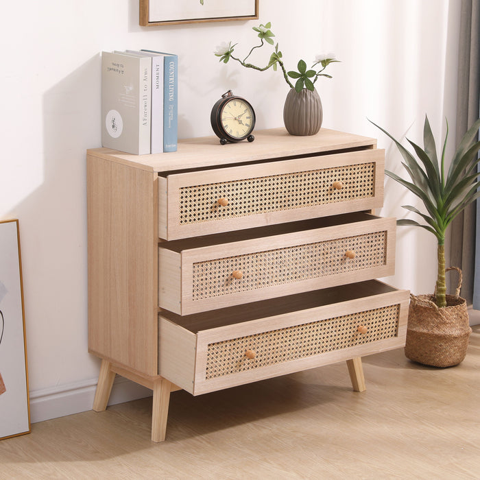 Drawers Rattan Storage Cabinet Rattan Drawer, For Bedroom, Living Room