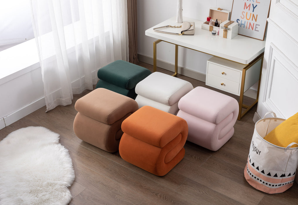 S-Shape Velvet Fabric Ottoman Makeup Stool Footstool