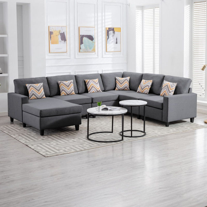 Nolan - Fabric 6 Piece Sectional Sofa With Pillows And Interchangeable Legs