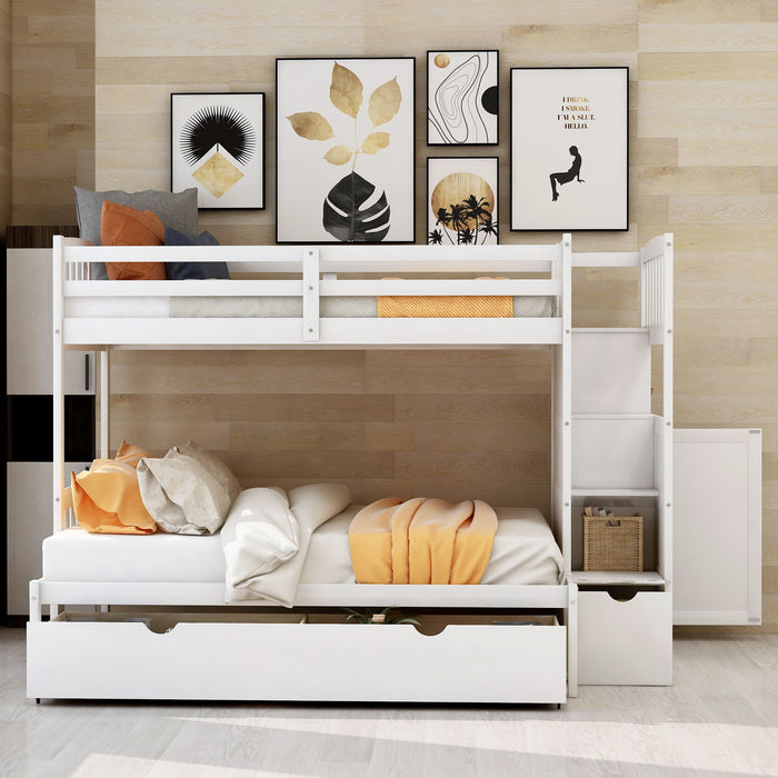 Kids Furniture - Bunk Bed, Convertible Bottom Bed, Storage Shelves And Drawers