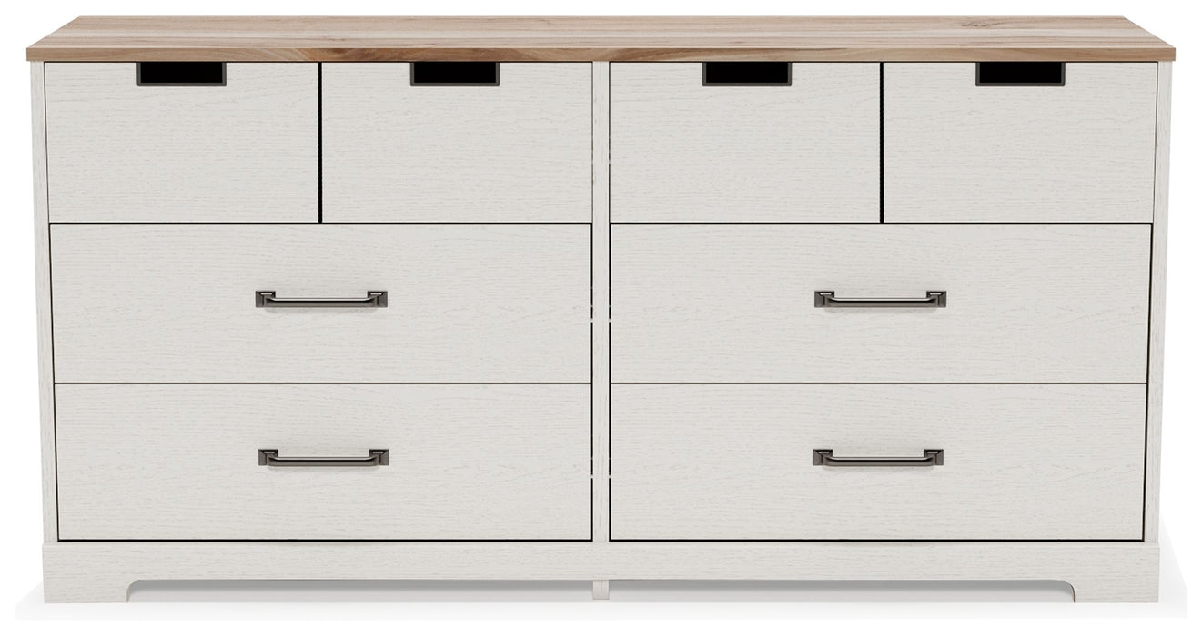 Vaibryn - White / Brown / Beige - Six Drawer Dresser - Vinyl-Wrapped