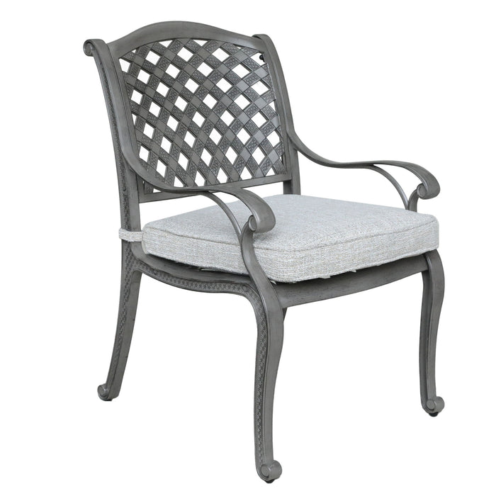 Indoor Outdoor Aluminum Dining Chair With Cushion - Golden Gauze