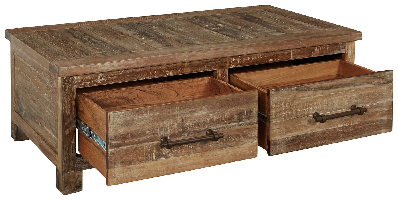 Randale - Distress Brown - Mesa de coquetel com armazenamento