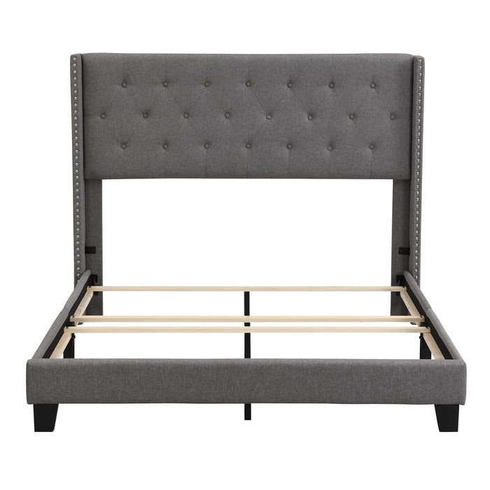 Upholstered Platform Bed With Classic Headboard, No Box Spring Needed