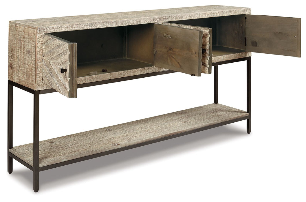 Roanley - Distressed White - Mesa de console para sofá