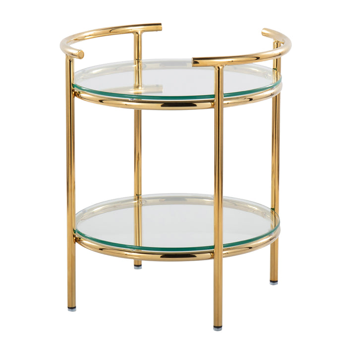 Rhonda - Contemporary / Glam Side Table - Gold / Clear