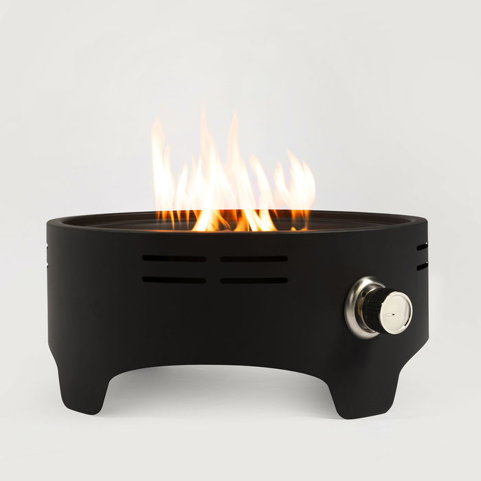 15" Outdoor Portable Propane Fire Pit, Camping Fire Pit With Cooking Support Tabletop Fire Pit With Quick Connect Regulator - Black