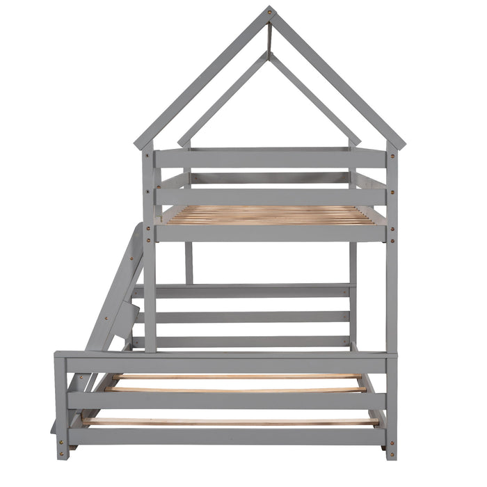 Kids Furniture - House Bunk Bed With Built In Ladder