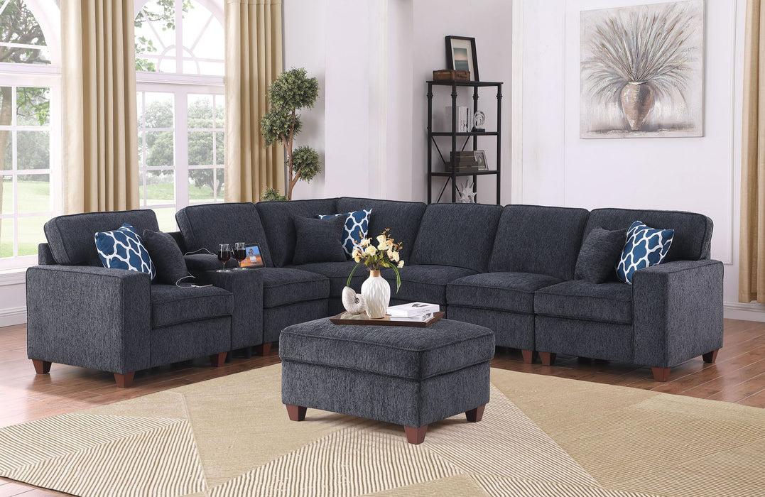 Gina - Sectional Sofa With Ottoman - Black
