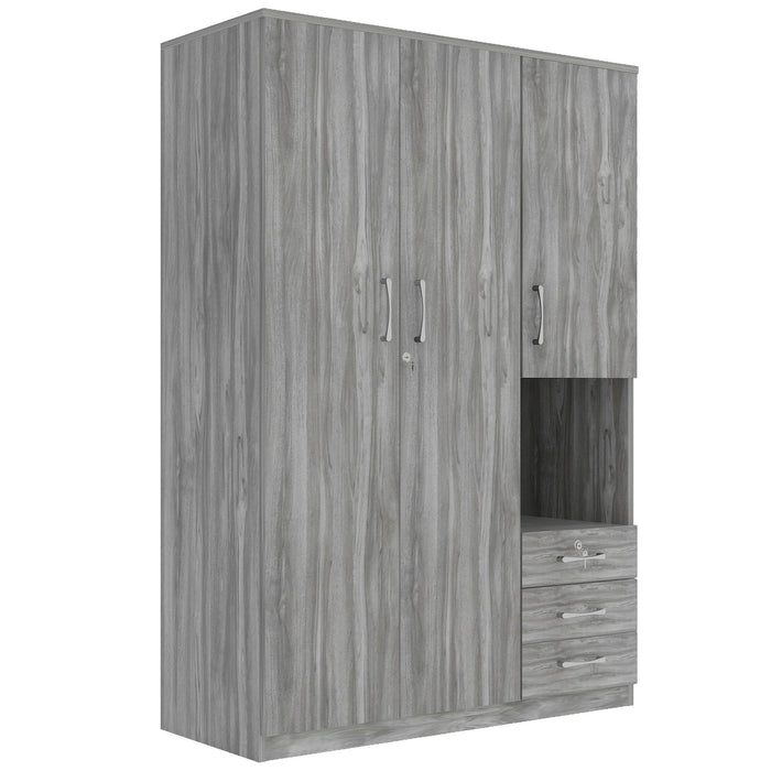 2 Doors Wardrobe Storage For Bedroom With Shelves And 3 Drawers
