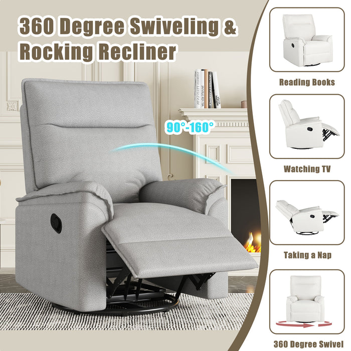 360 Degree Swivel Recliner Manual Recliner Chair Theater Recliner Sofa For Living Room, Grey