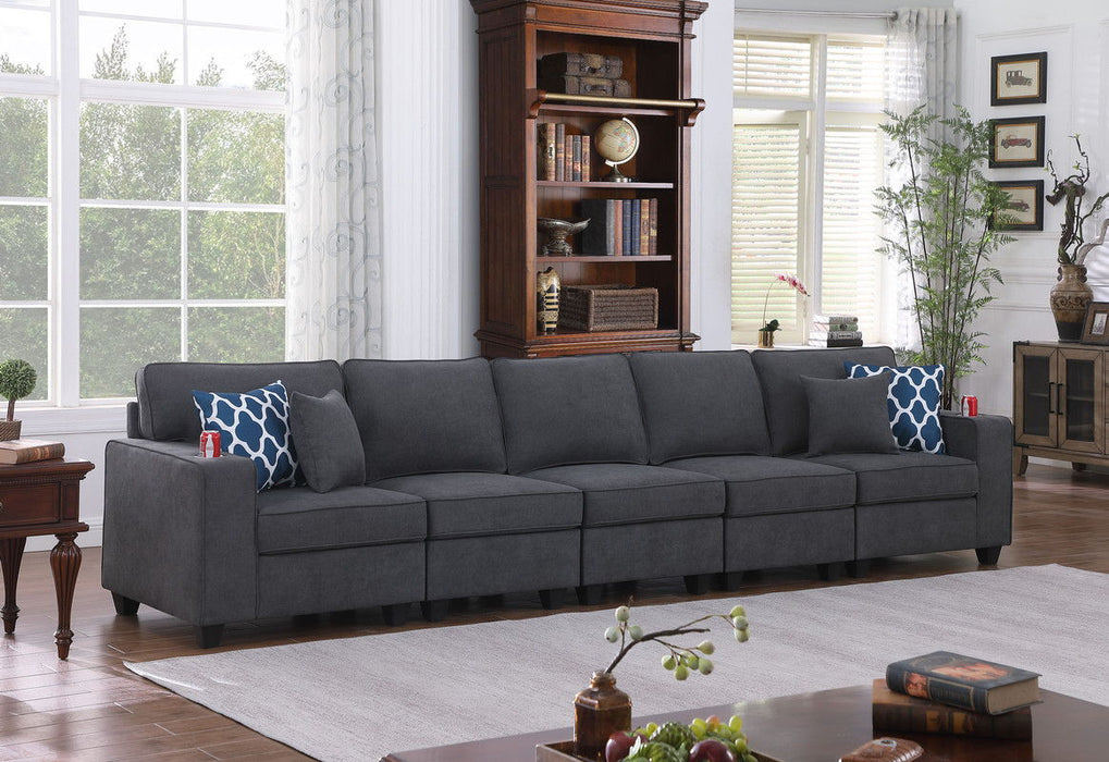 Cooper - Woven Fabric Sofa With Cupholder