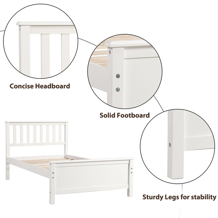 Platform Bed With Headboard, Footboard And Wood Slat Support