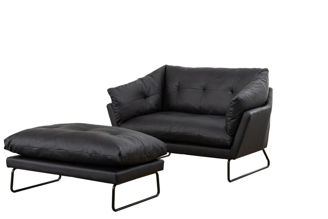 Karla - PU Leather Contemporary Loveseat And Ottoman