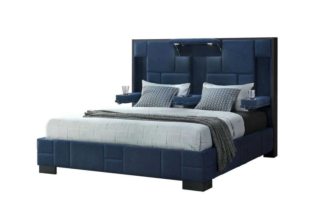 Oscar - King Bed No Wood Trim - Navy Blue