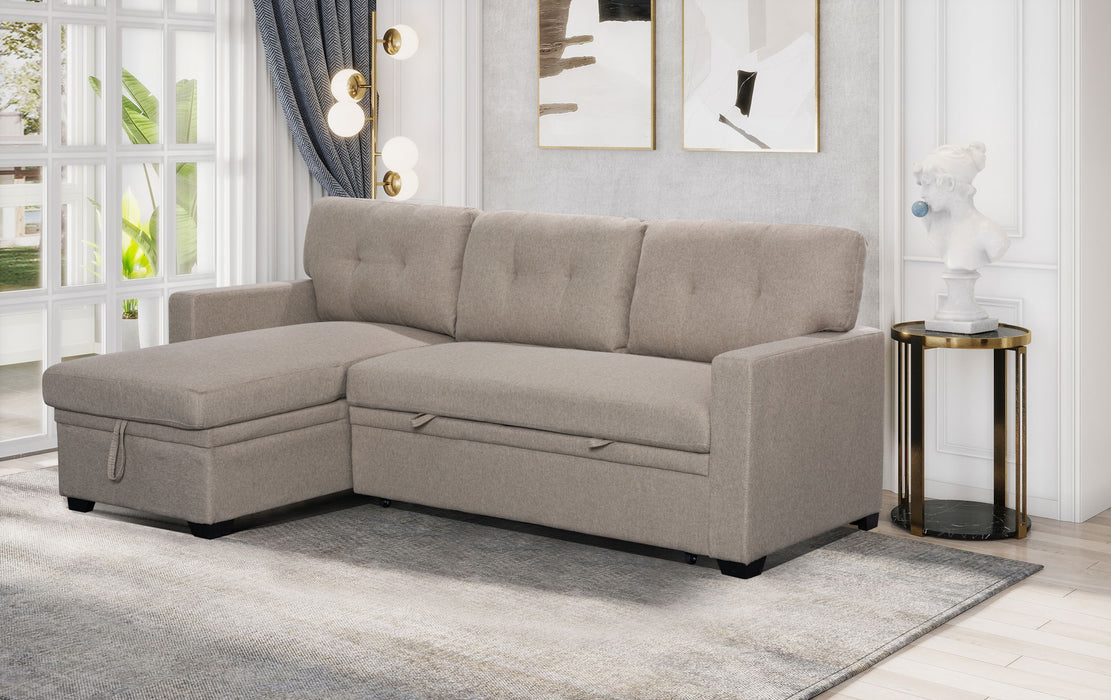 Miller - Linen Reversible Sleeper Sectional Sofa With Storage Chaise