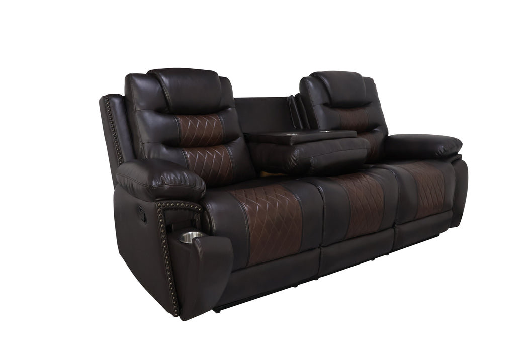 Nikko - Sofa With Dual Recliner - Two Tone Brown