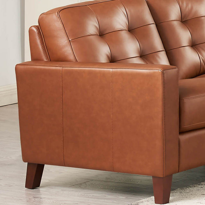 Aiden - Leather Loveseat - Brown