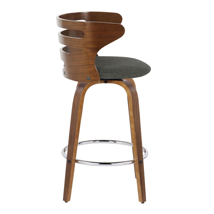 Cosini - Mid Century Modern Fixed Height Barstool With Swivel With Round Footrest (Set of 2)