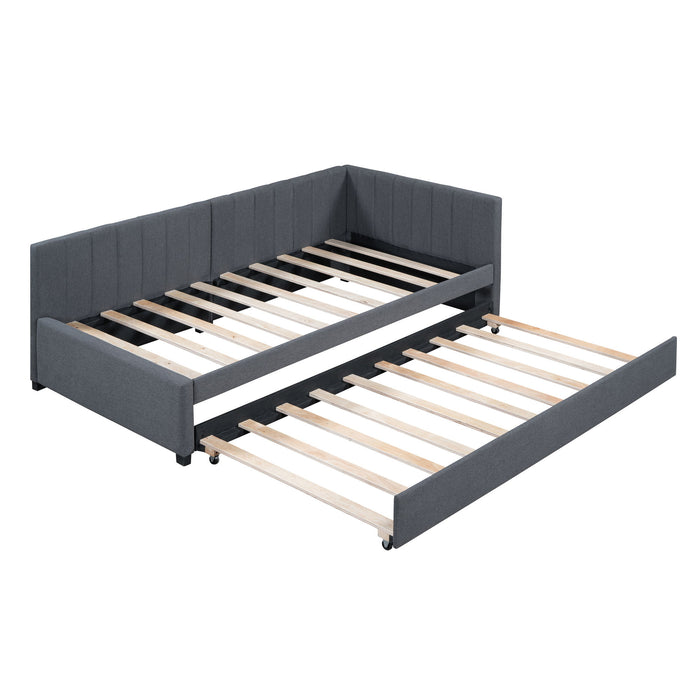 Upholstered Daybed With Trundle, Sofa Bed Frame, No Box Spring Needed