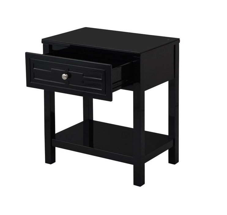 Dylan - Wooden End Side Table Nightstand With Glass Top And Drawer