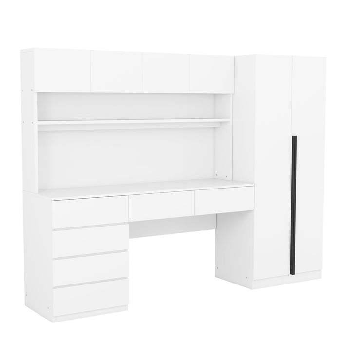 2 Door Storage Desk Wardrobe For Bedroom With Shelves And Drawers