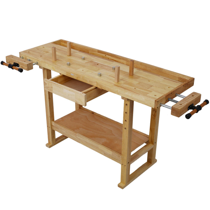 55" Wood Workbench For Garage Workshop And Home - Natural