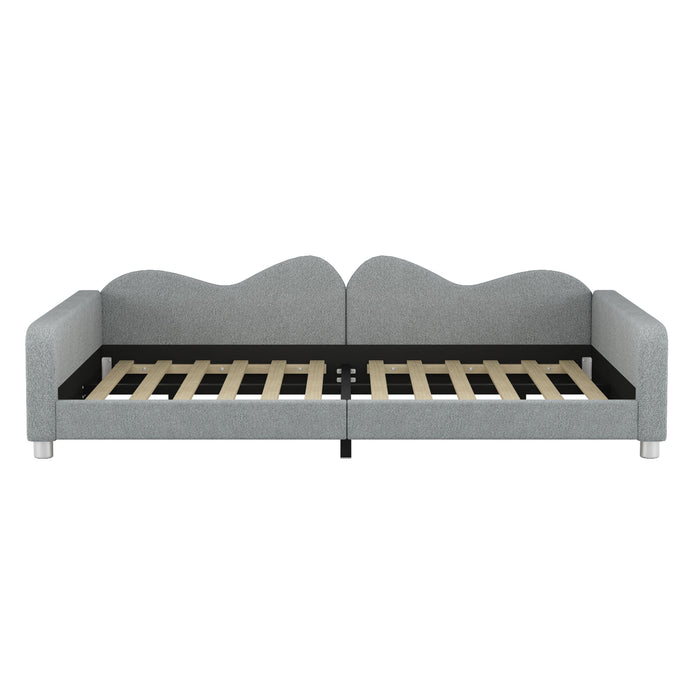 Upholstered Daybed, Sherpa Fabric Sofabed With Cloud-Shaped Backrest