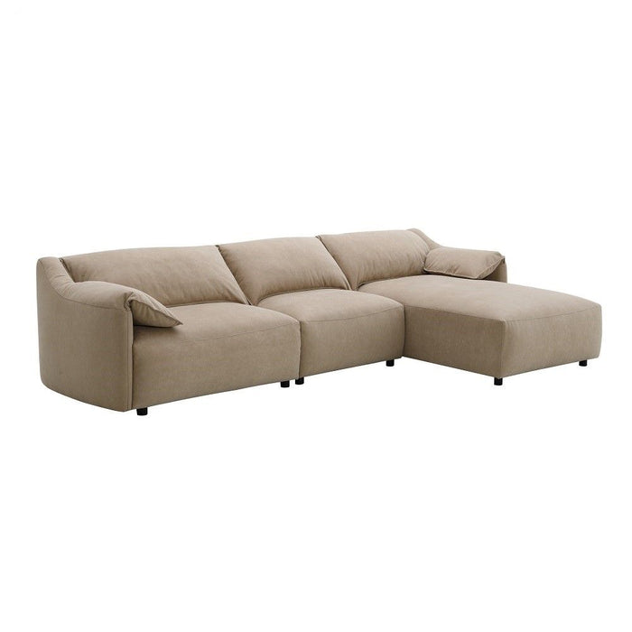 Veata - Sectional Sofa - Light Brown Suede Velvet